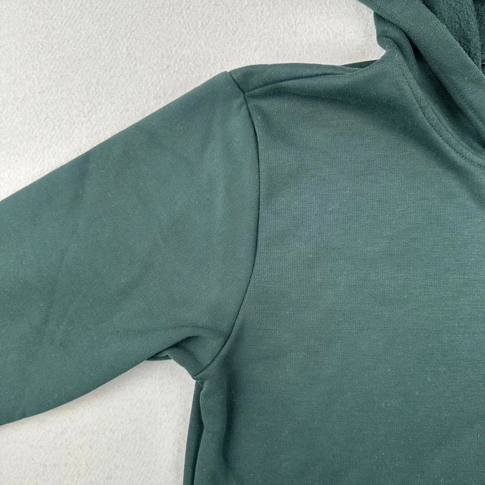 Adidas Hoodie Mens Medium Green Zip Chest Pocket Fleece Pullover JG8148
